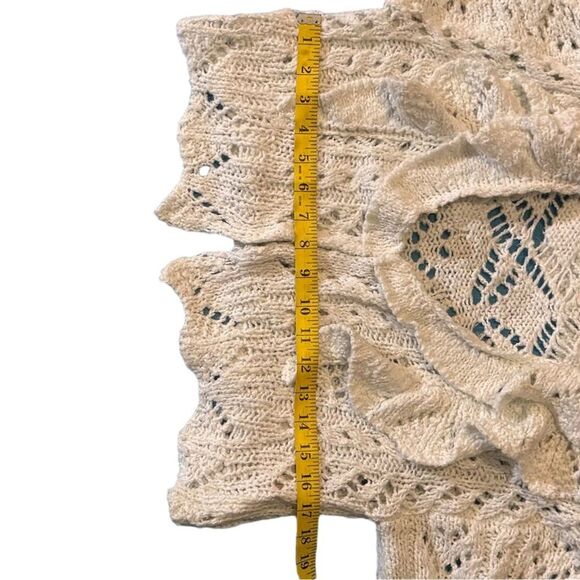 Free People Women's White Knit Cardigan Sweater Size M Boho Cottage Core - Picture 10 of 10